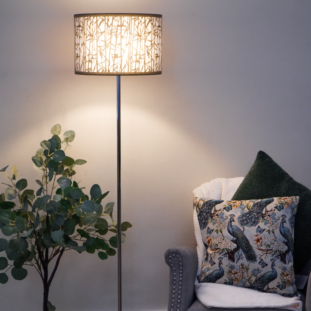 Bamboo Grey Floor Lamp