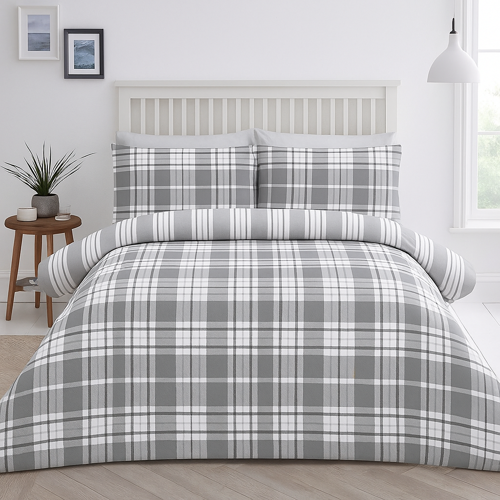 Duncan Grey Cotton Rich Duvet Cover Set