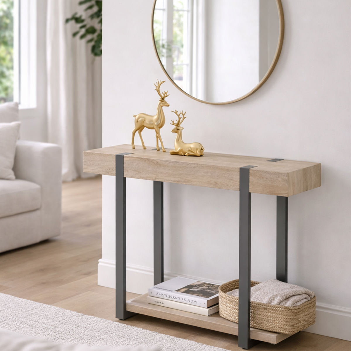 Eaton Oak Console Table