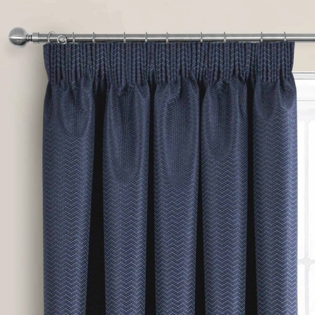 Eden Navy Blackout Ready Made Pencil Pleat Curtains