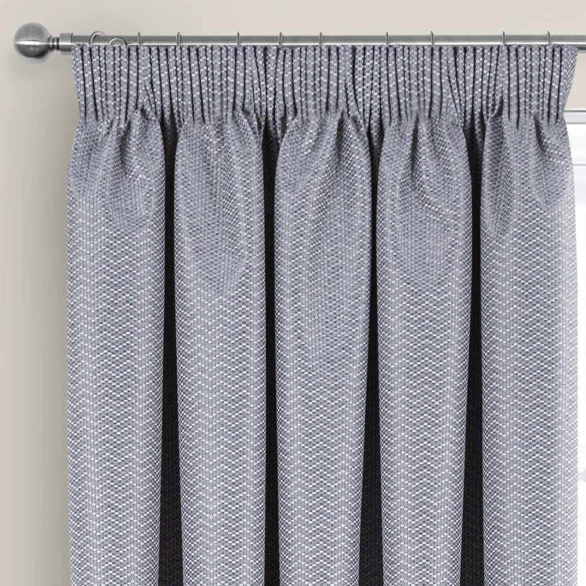 Eden Silver Blackout Ready Made Pencil Pleat Curtains