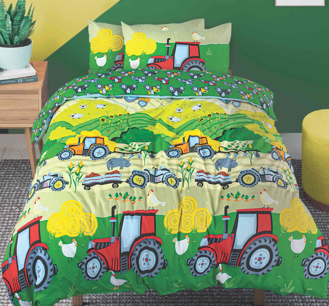 Farmyard Green Cotton Rich Duvet Cover Set