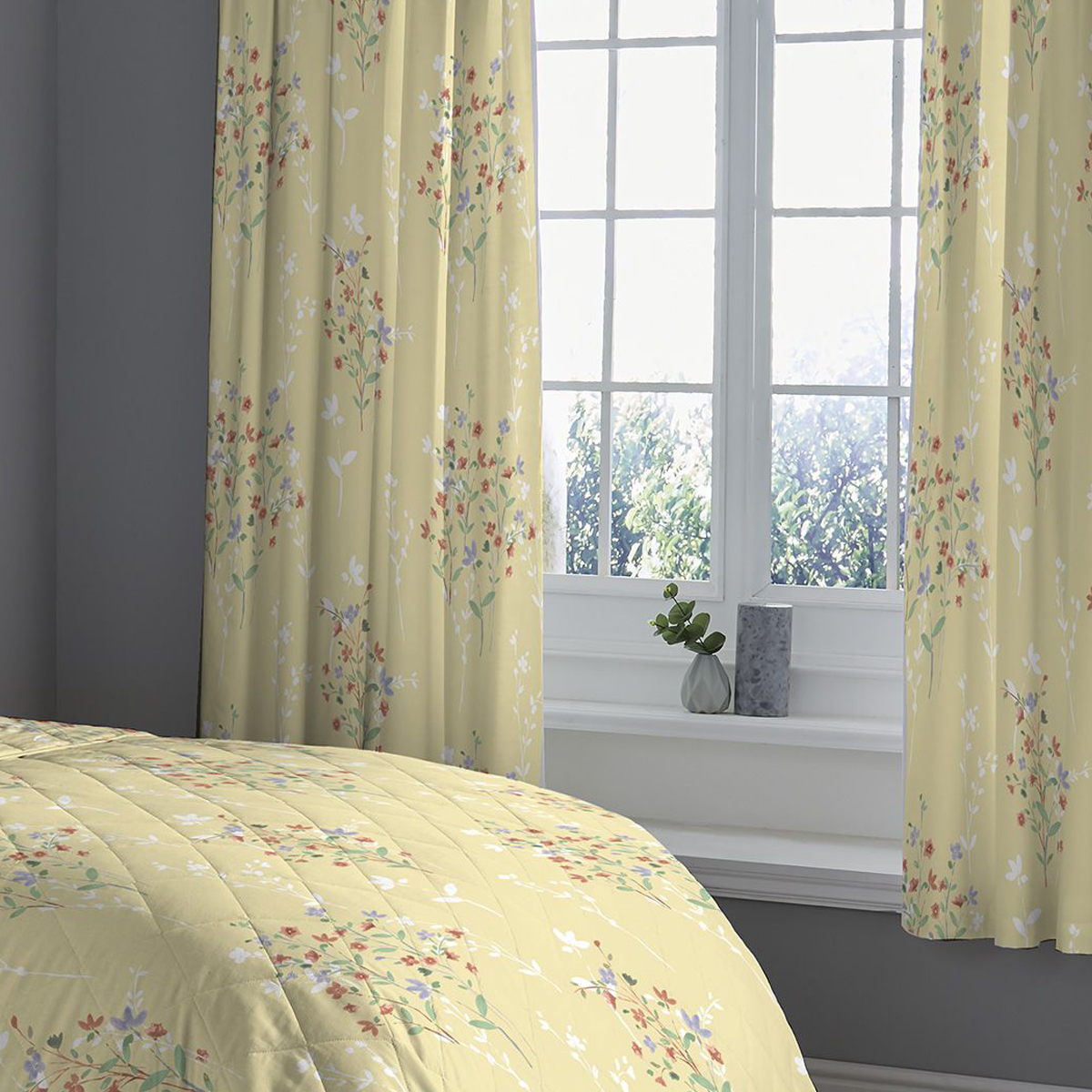 Felicity Ochre Ready Made Eyelet Curtains 66" x 72"