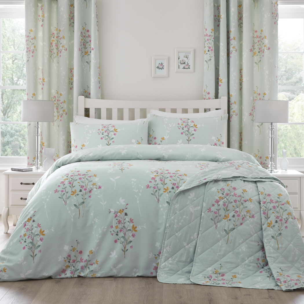 Felicity Green Cotton Mix Duvet Cover Set