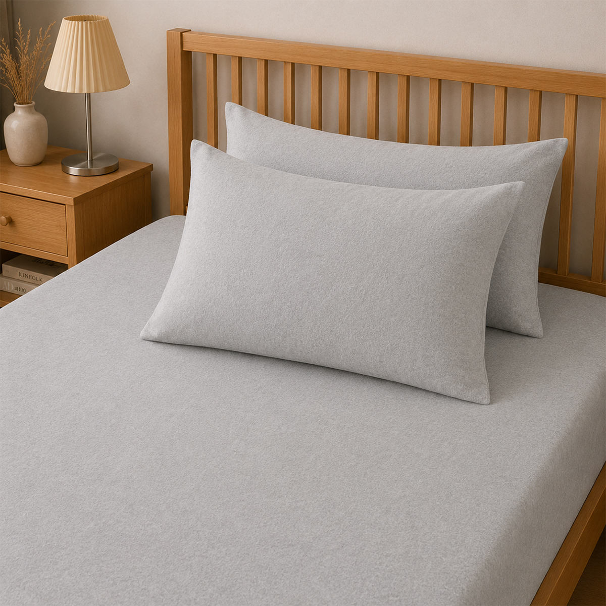 Flannelette Grey Pillowcase Pair
