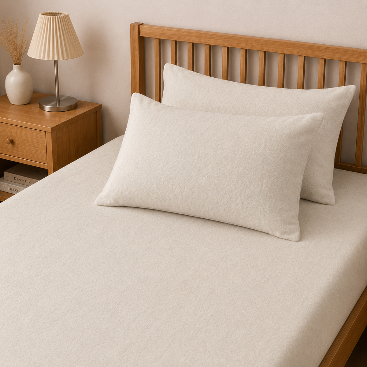 Flannelette Cream Pillowcase Pair
