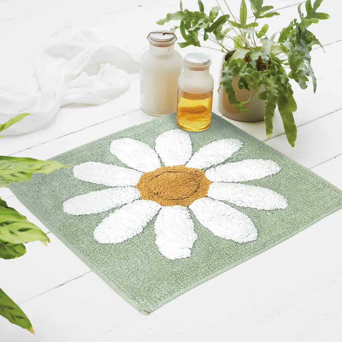 Fleur Green Shower Mat
