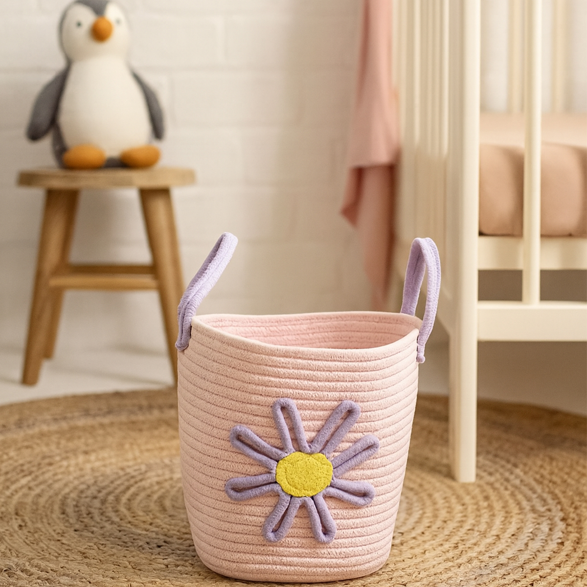 Pink Floral Storage Basket