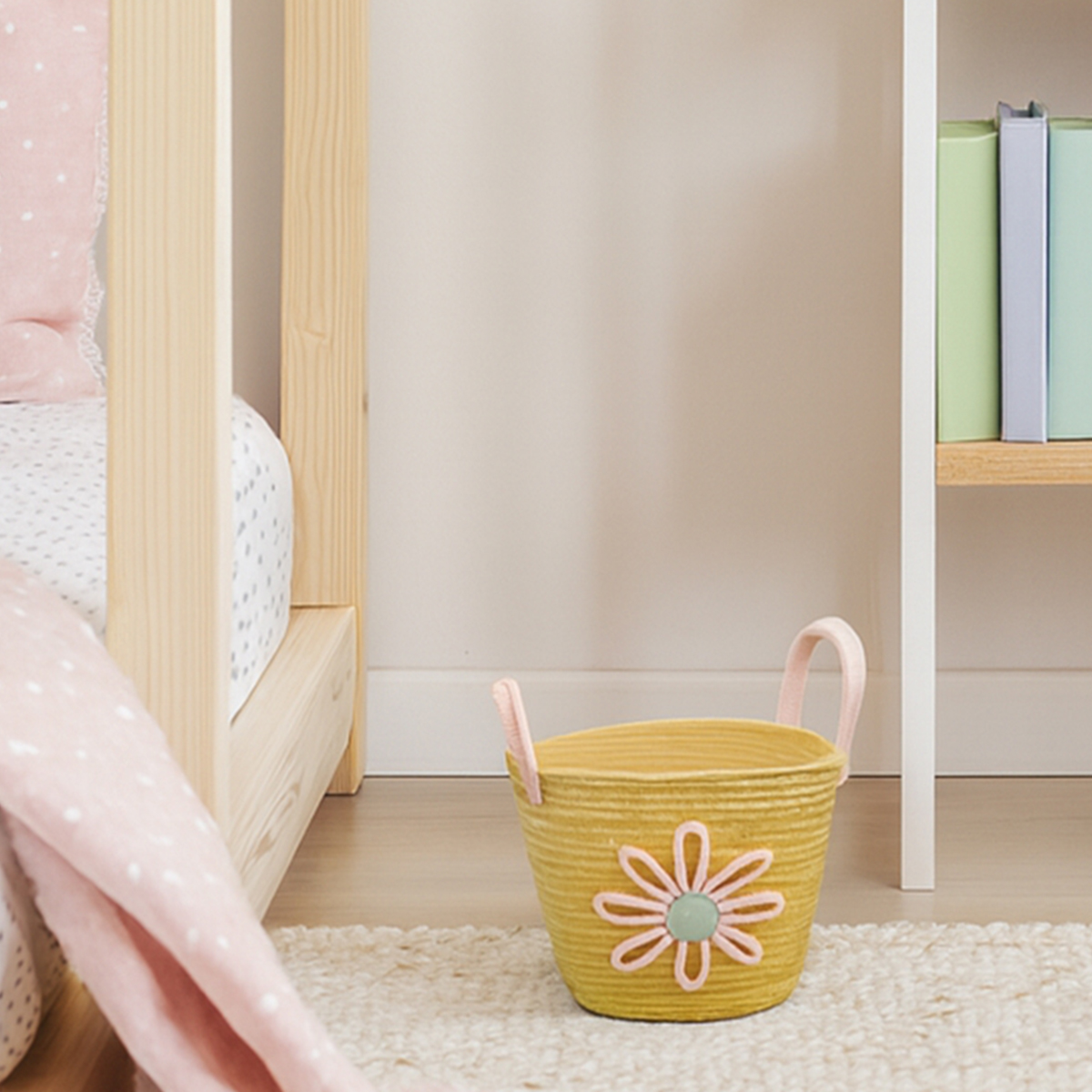 Yellow Floral Storage Basket