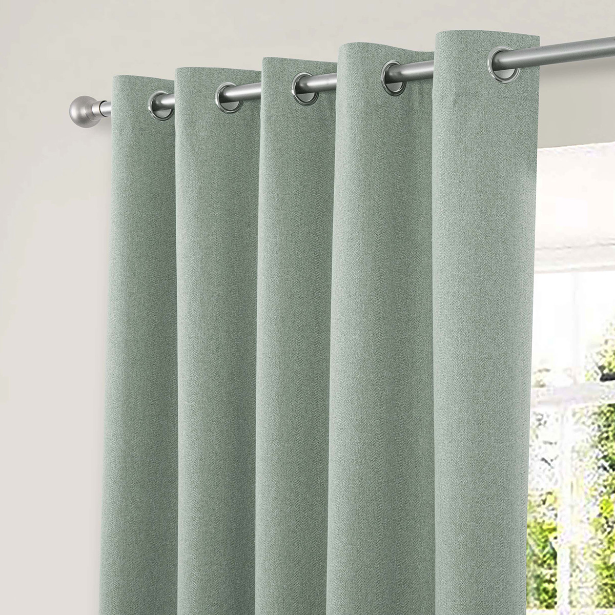 Gemini Light Green Blackout Ready Made Eyelet Curtains