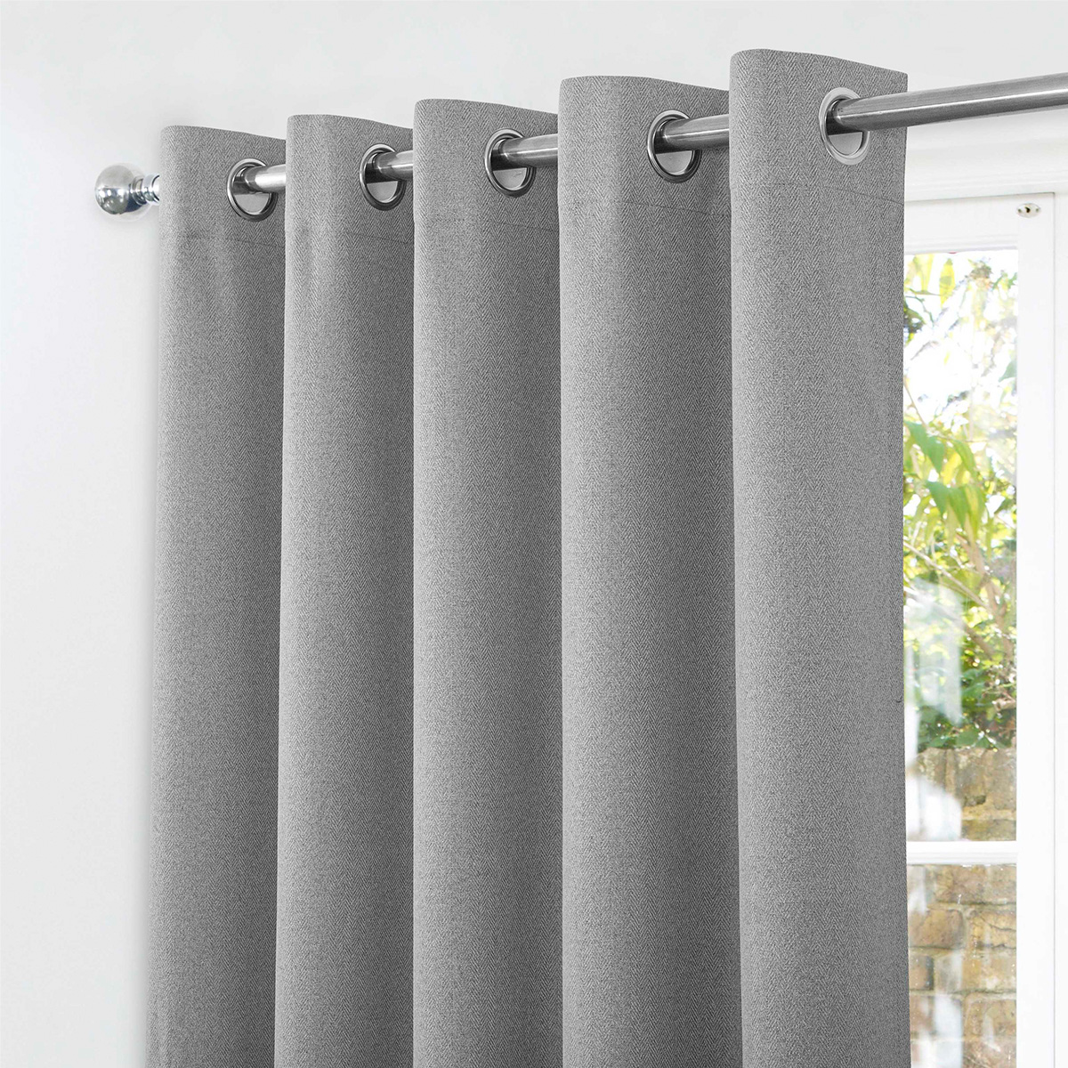 Gemini Silver Blackout Ready Made Eyelet Curtains