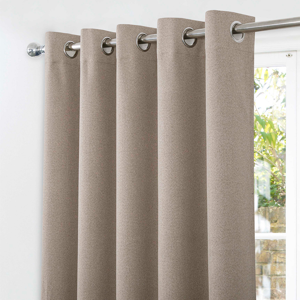 Gemini Oatmeal Blackout Ready Made Eyelet Curtains