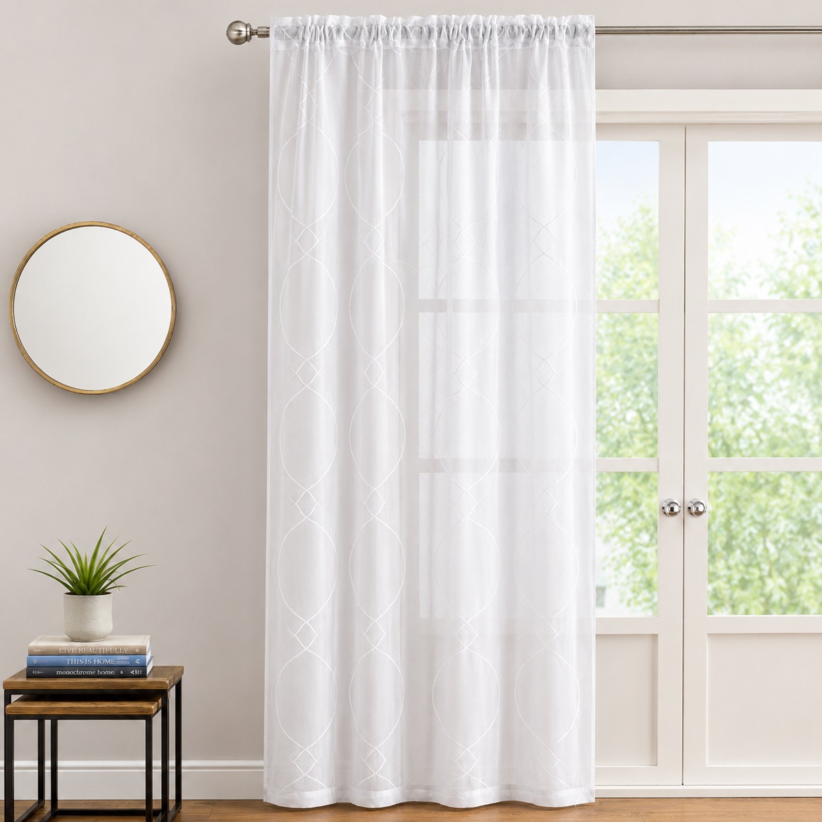 Geo White Voile Panel