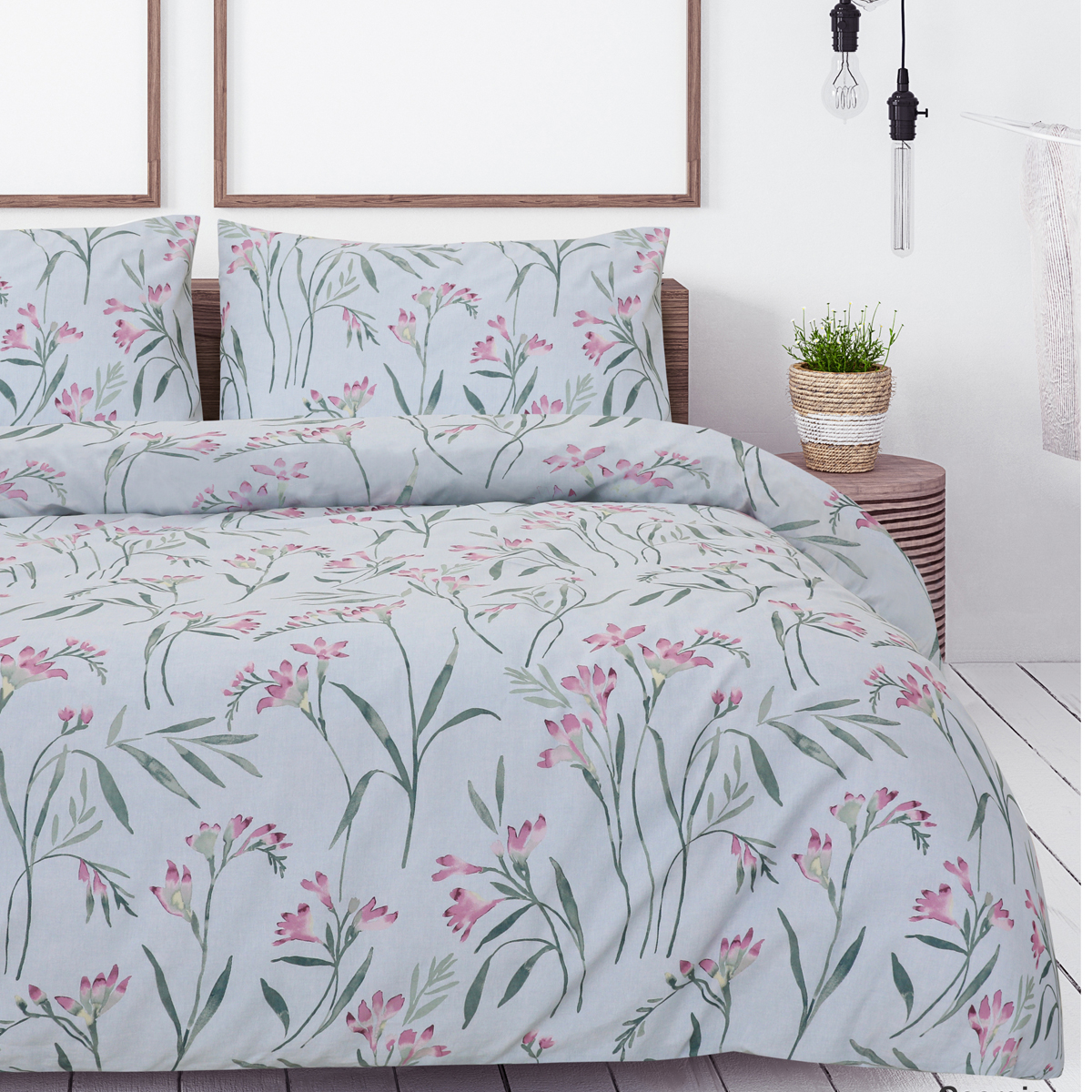 Georgie Blue Cotton Rich Duvet Cover Set
