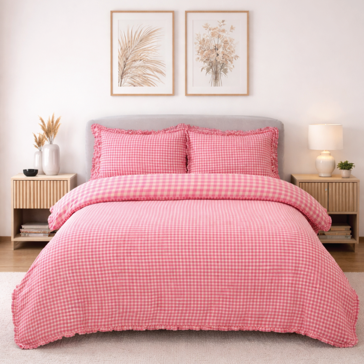 Gilly Pink Cotton Rich Duvet Cover Set