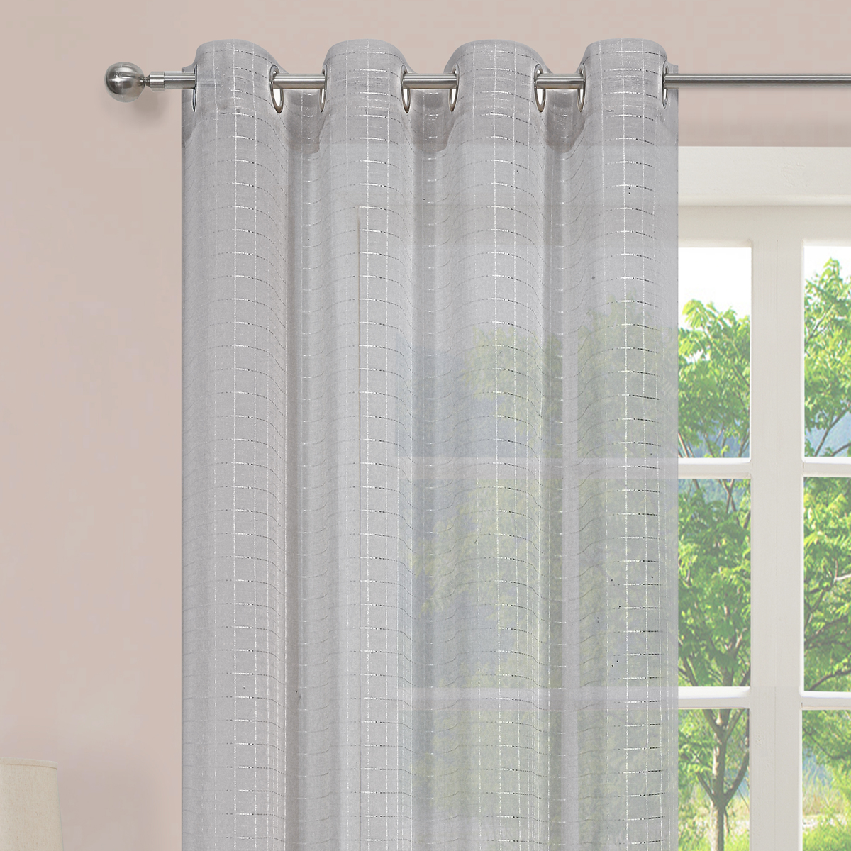 Gina Silver Eyelet Voile Panel