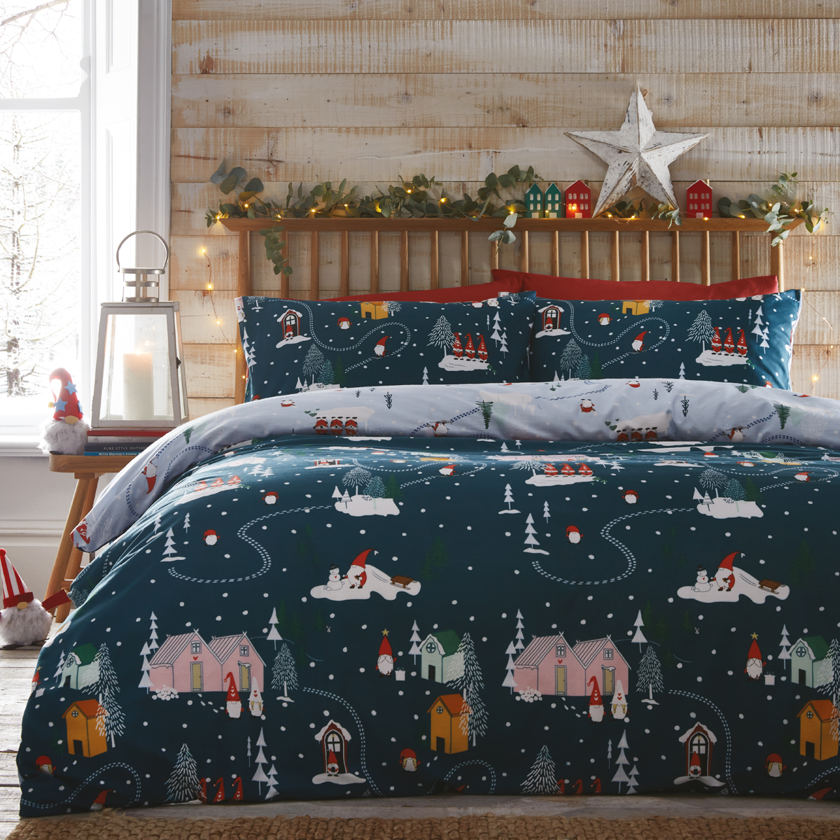 Gonks Village Navy Cotton Mix Duvet Cover Set