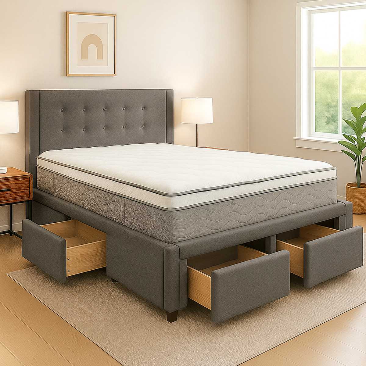 Havana Grey Bed Frame With Drawers BULKY