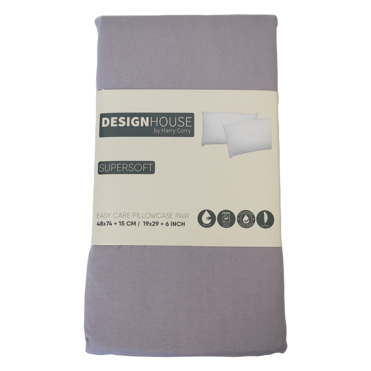 Supersoft Easy Care Grey Brushed Polyester Pillowcase Pair