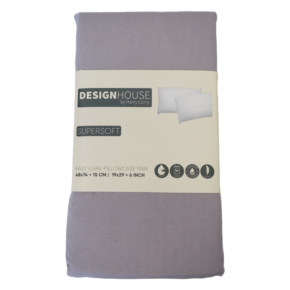 Supersoft Easy Care Grey Brushed Polyester Pillowcase Pair
