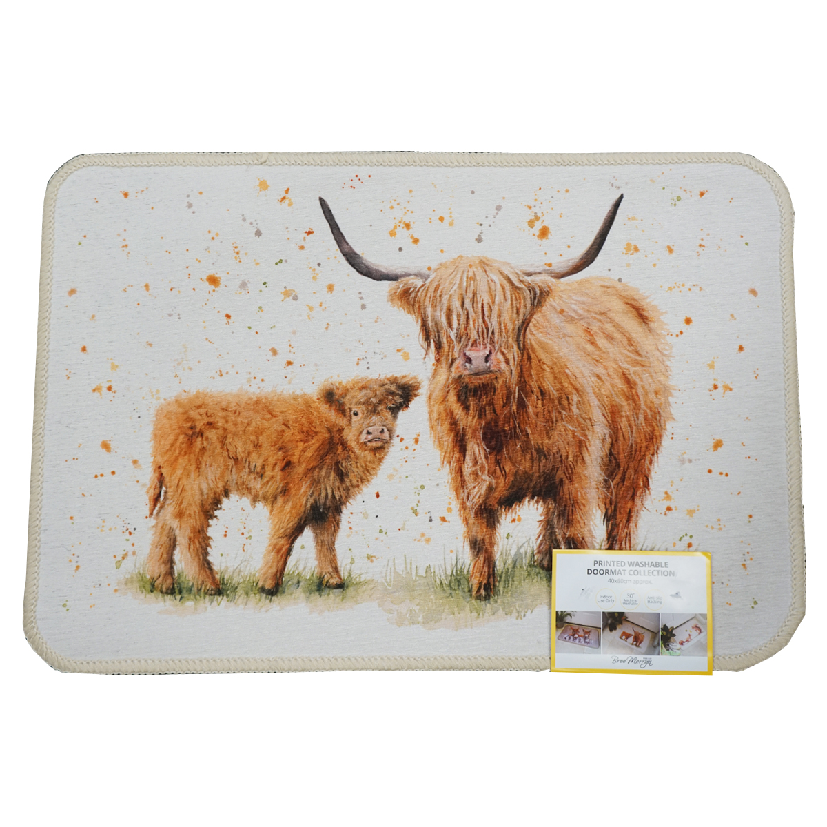 Washable Happy Highlands Doormat 40x60cm