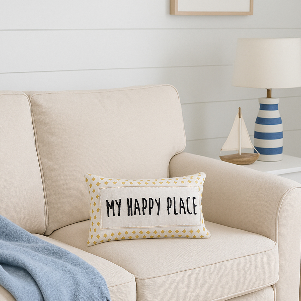 Happy Place Natural Filled Cushion