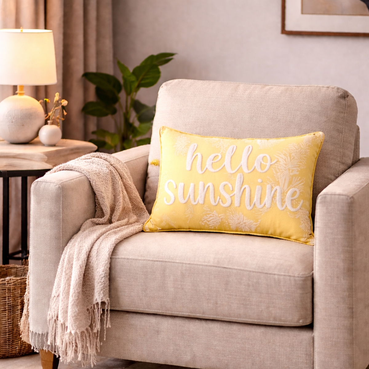 Hello Sunshine Yellow Boudoir Filled Cushion