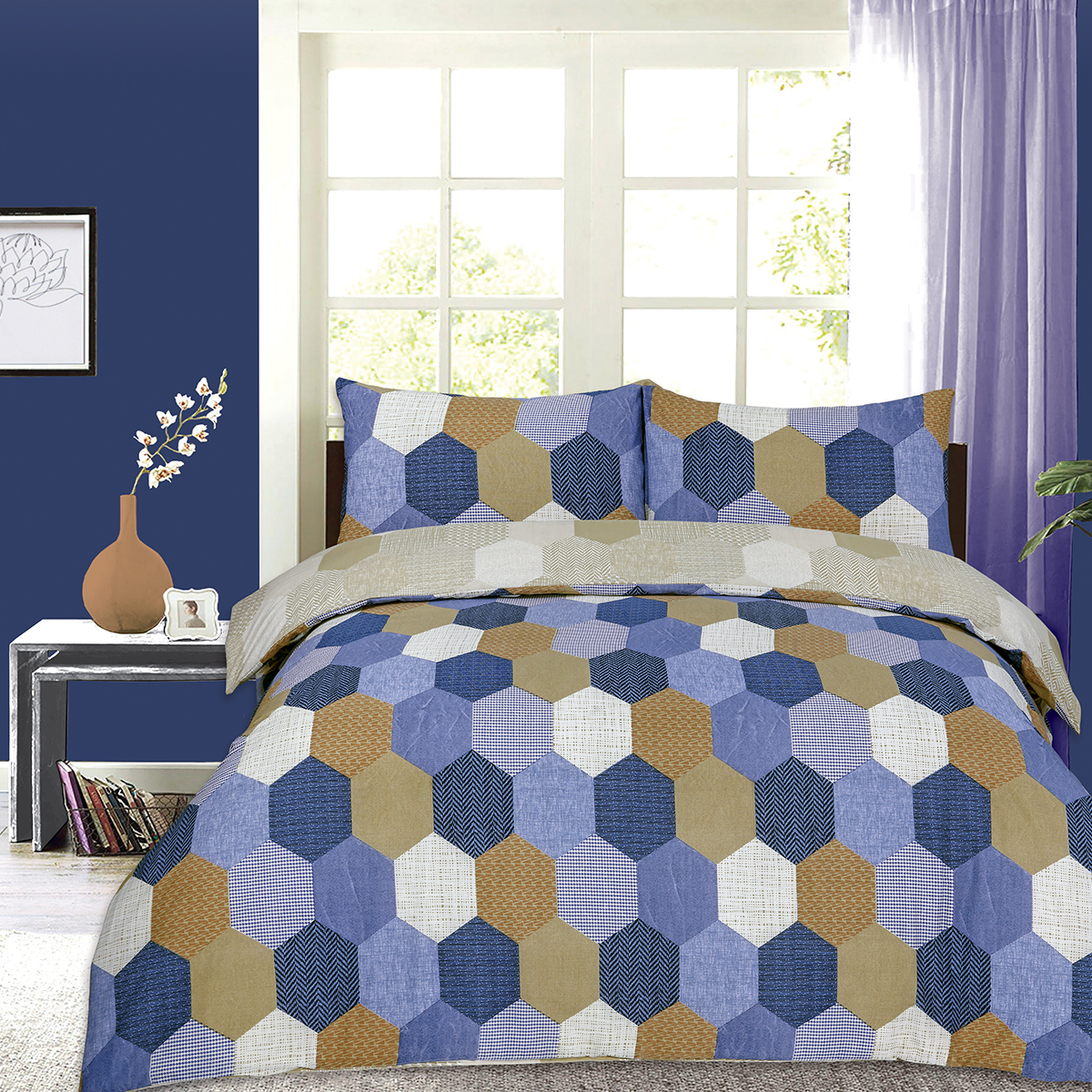 Henley Blue Cotton Mix Duvet Cover Set