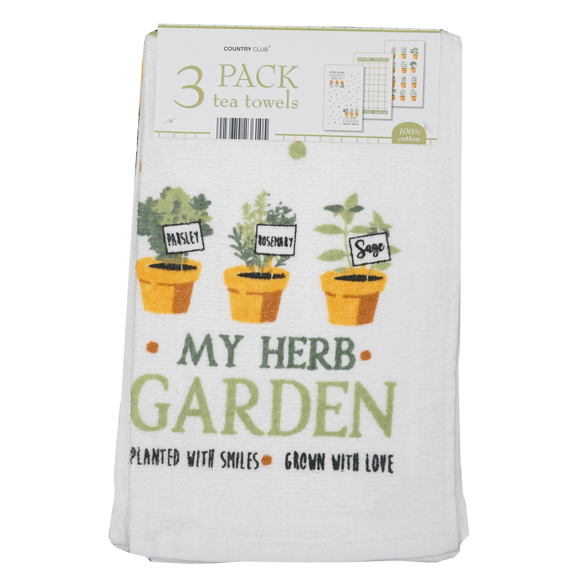 Velour Herb Garden Tea Towel 3pk