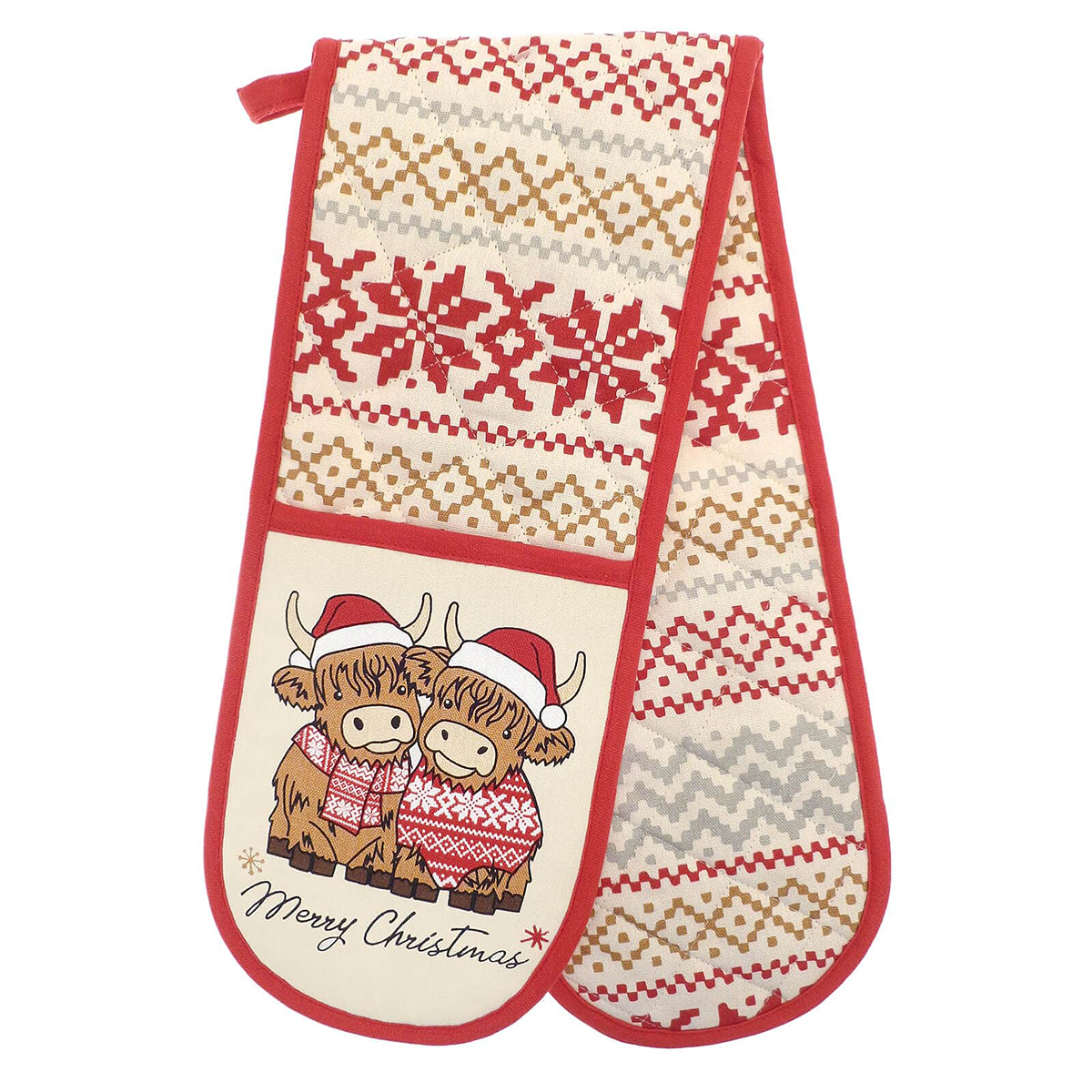 Merry Christmas Red Double Oven Glove