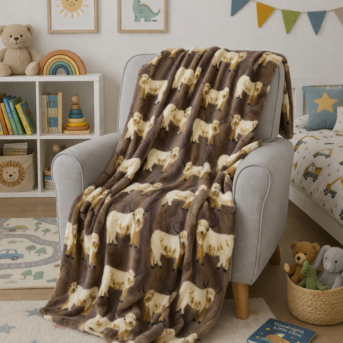 Highland Cow Mocha Throw