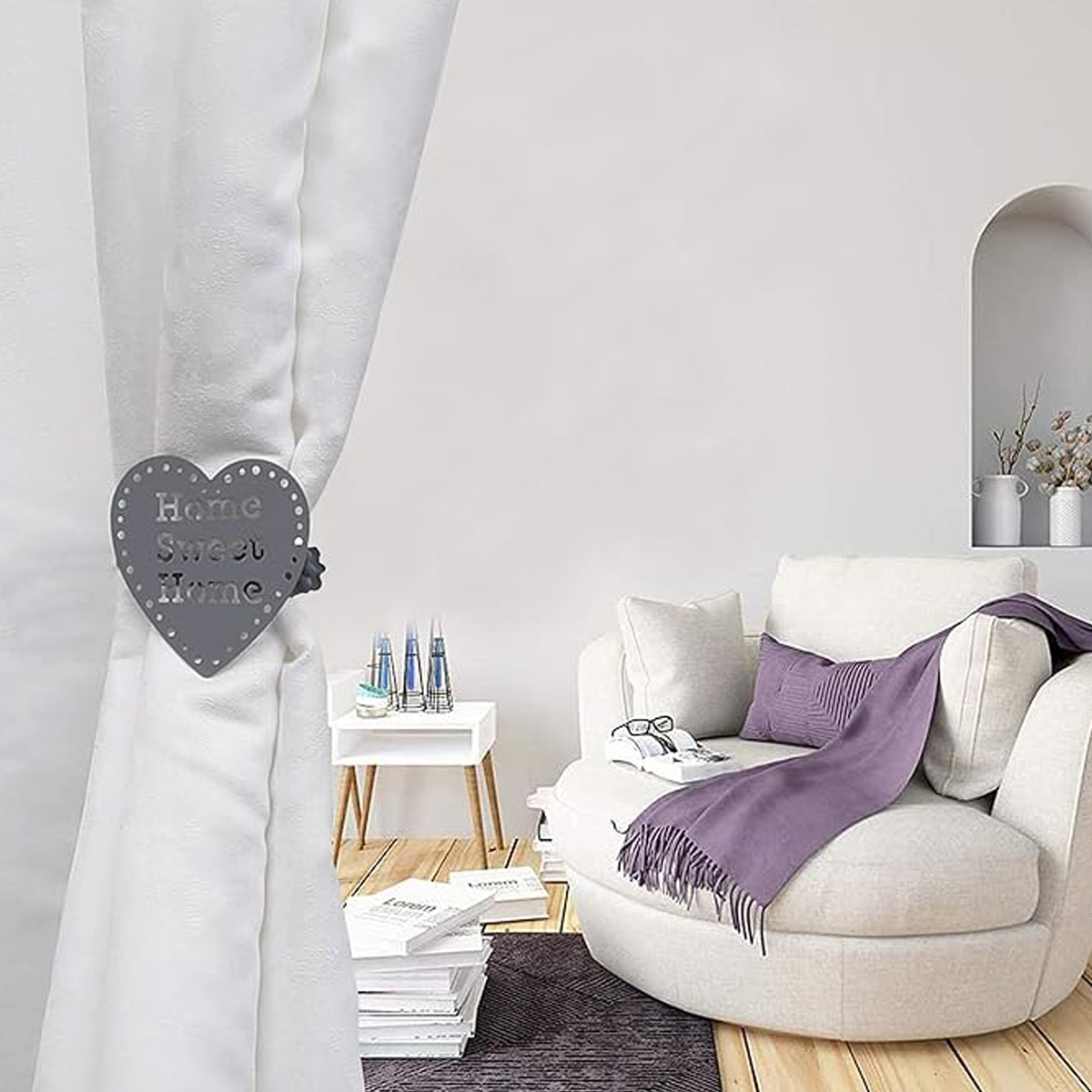 Home Grey Clip Tie Back Pair