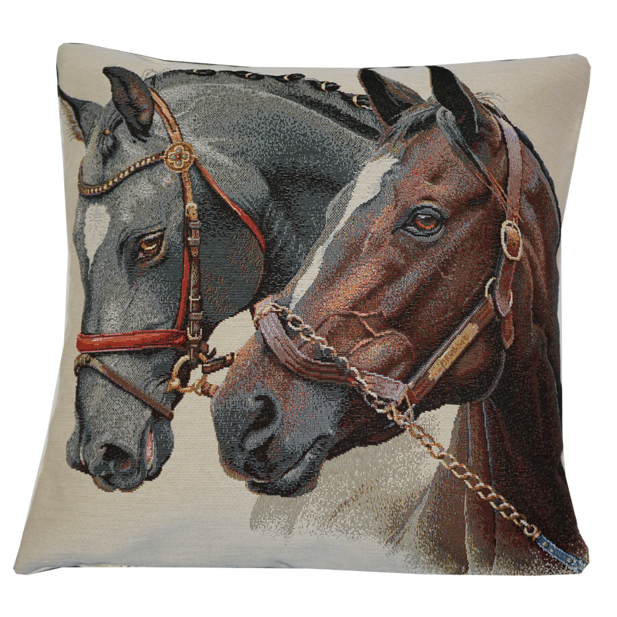Horses Natural Cushion Cover