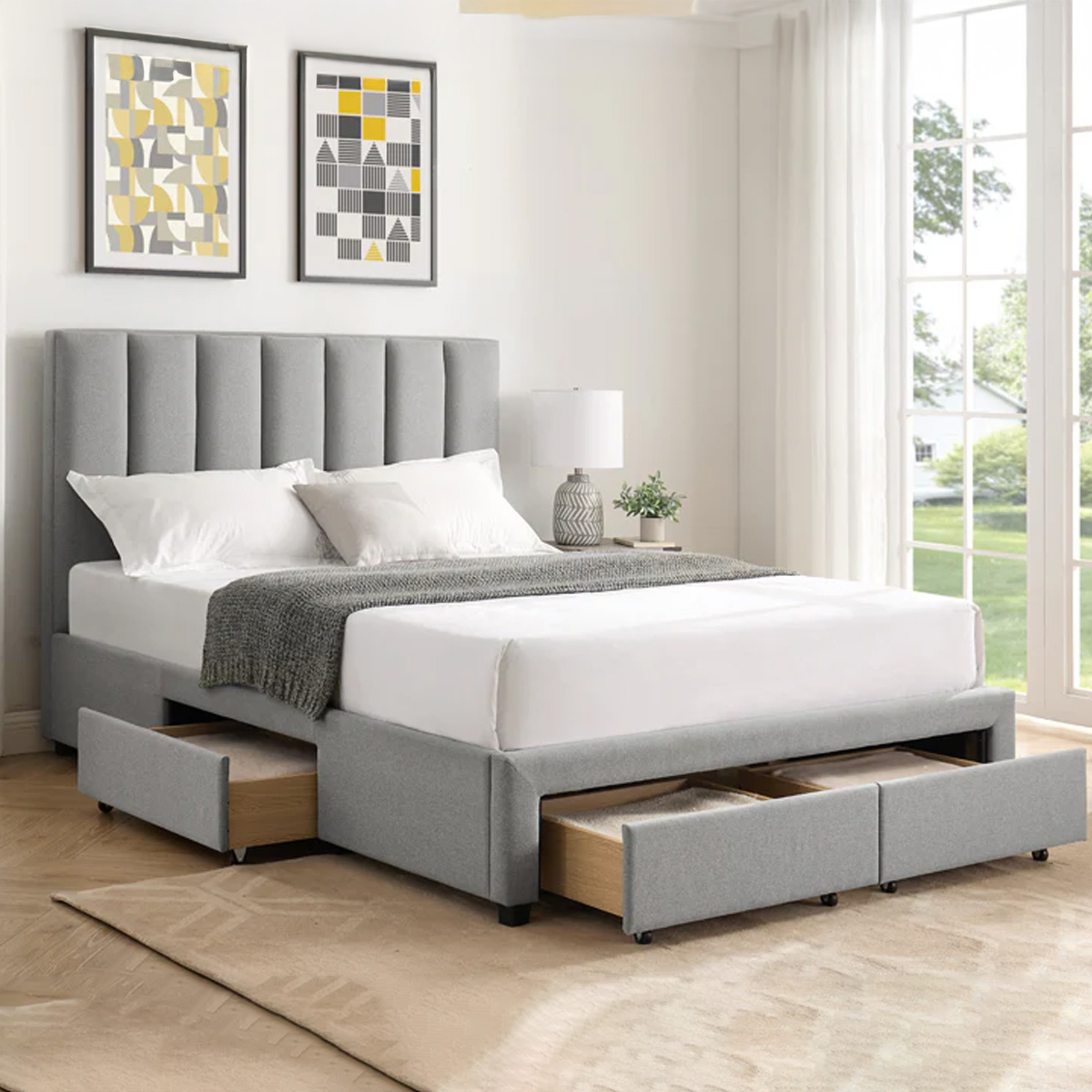 Hove Grey Bed Frame With Drawers BULKY