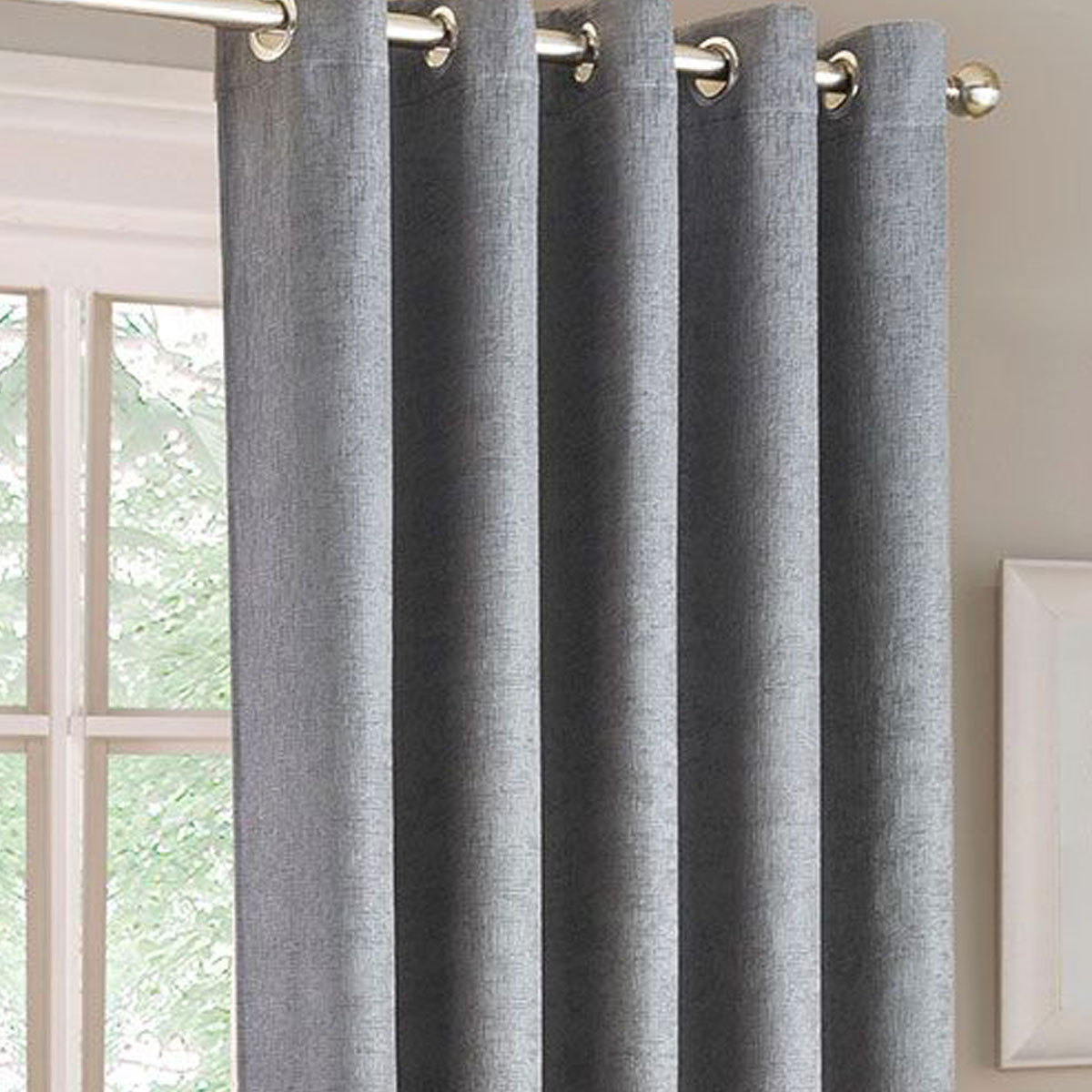 Iona Grey Single Panel Door Curtain
