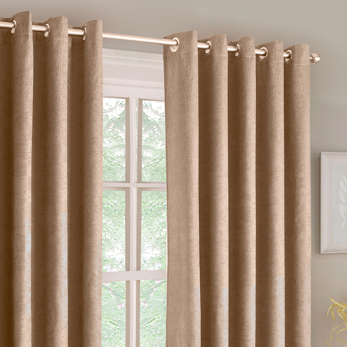 Iona Latte Ready Made Eyelet Curtains
