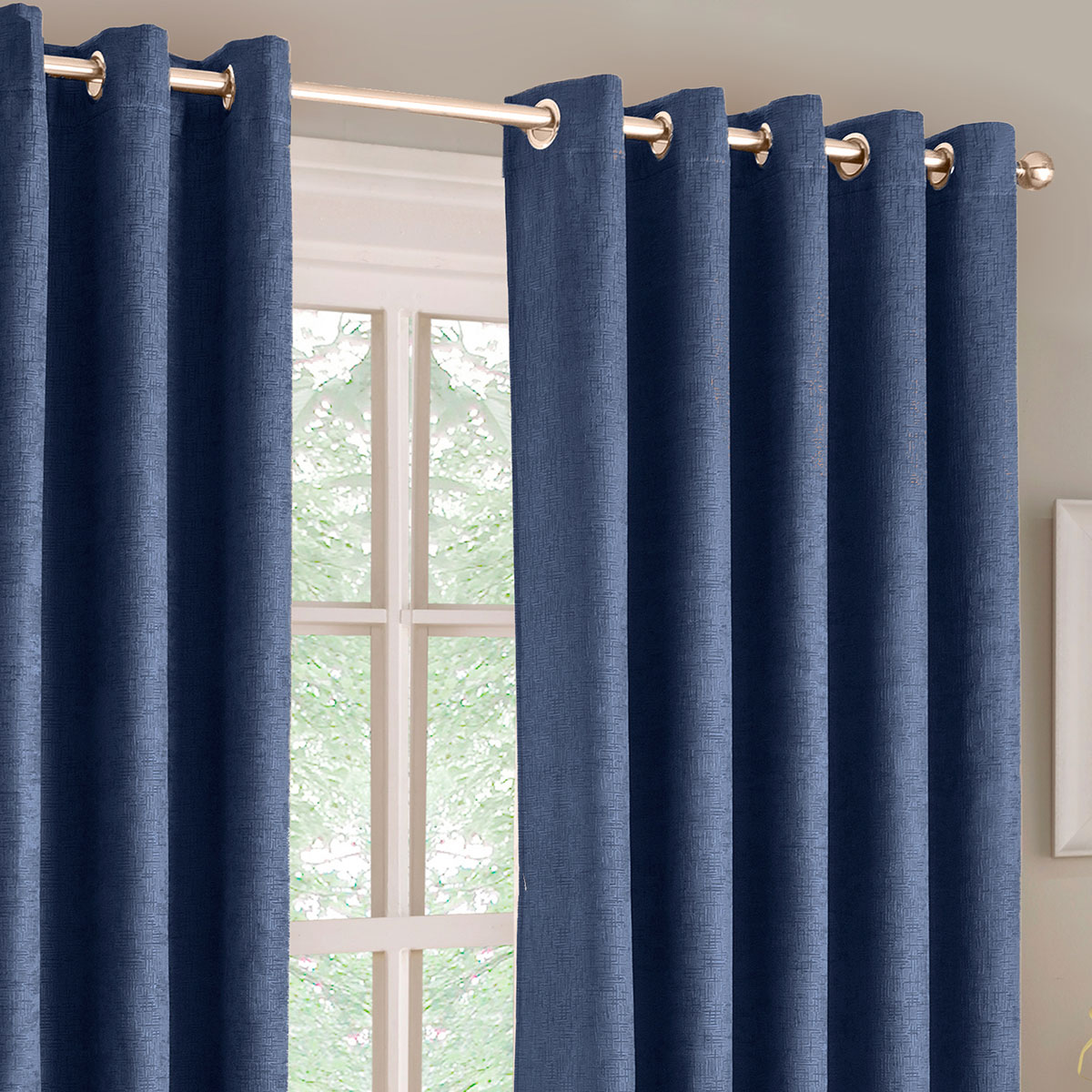 Iona Navy Ready Made Eyelet Curtains