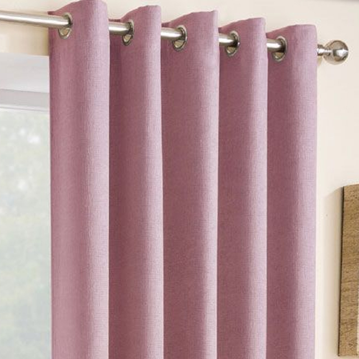 Iona Pink Ready Made Eyelet Curtains