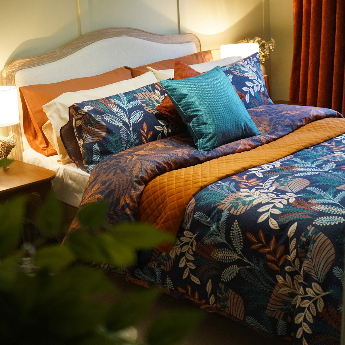 Iris Navy Cotton Rich Duvet Cover Set