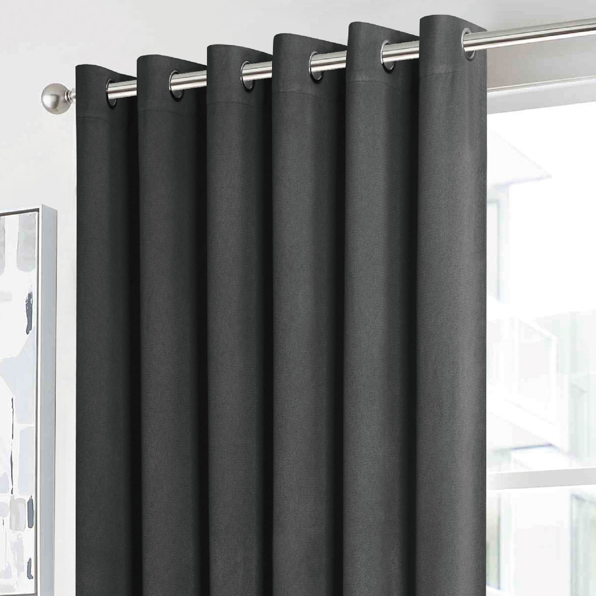 Juno Grey 90 x 90 Blackout Ready Made Eyelet Curtains