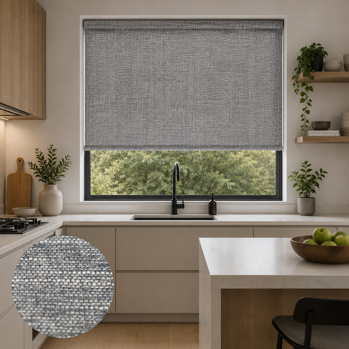 Jute Blackout Charcoal Roller Blind