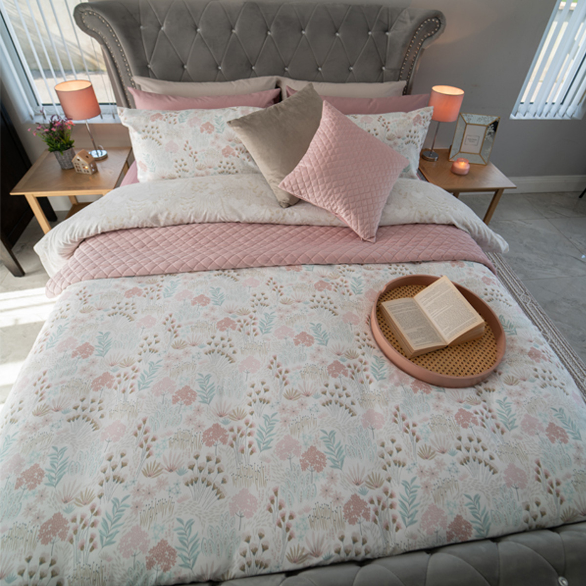 Katerina Blush Cotton Rich Duvet Cover Set