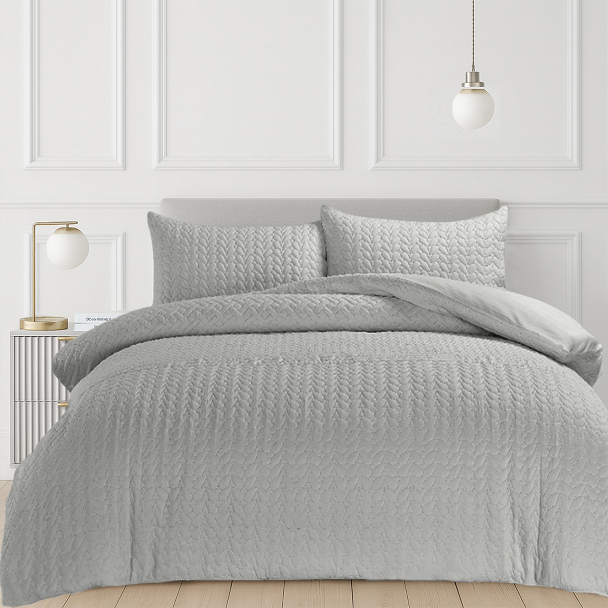 Kinsley Quilted Grey Duvet Cover Set