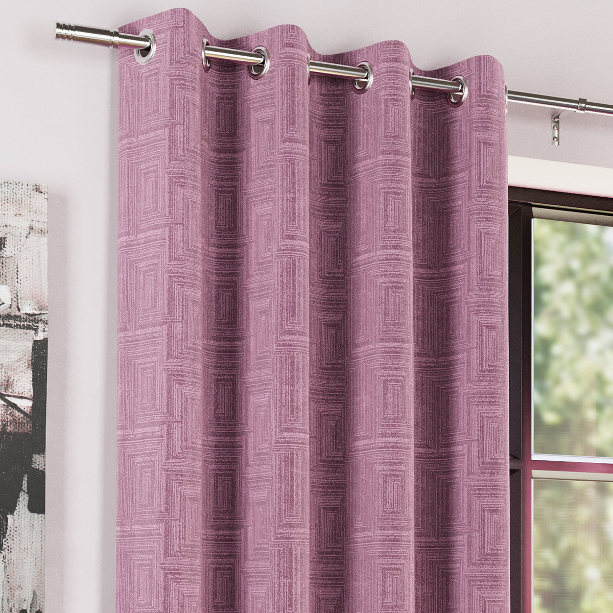 Kyoto Blush Blackout Ready Made Eyelet Curtains