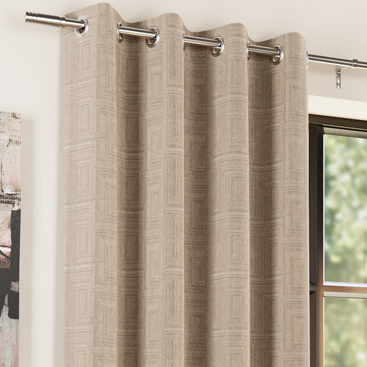 Kyoto Natural Blackout Ready Made Eyelet Curtains