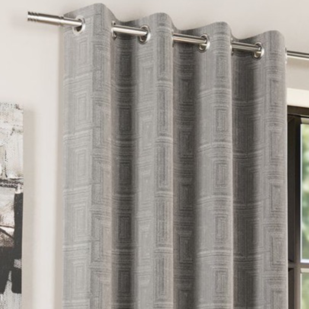 Kyoto Silver Blackout Ready Made Eyelet Curtains