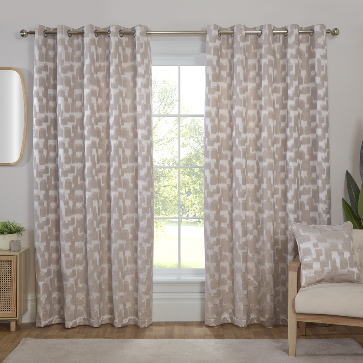 Liberty Natural Ready Made Eyelet Curtains