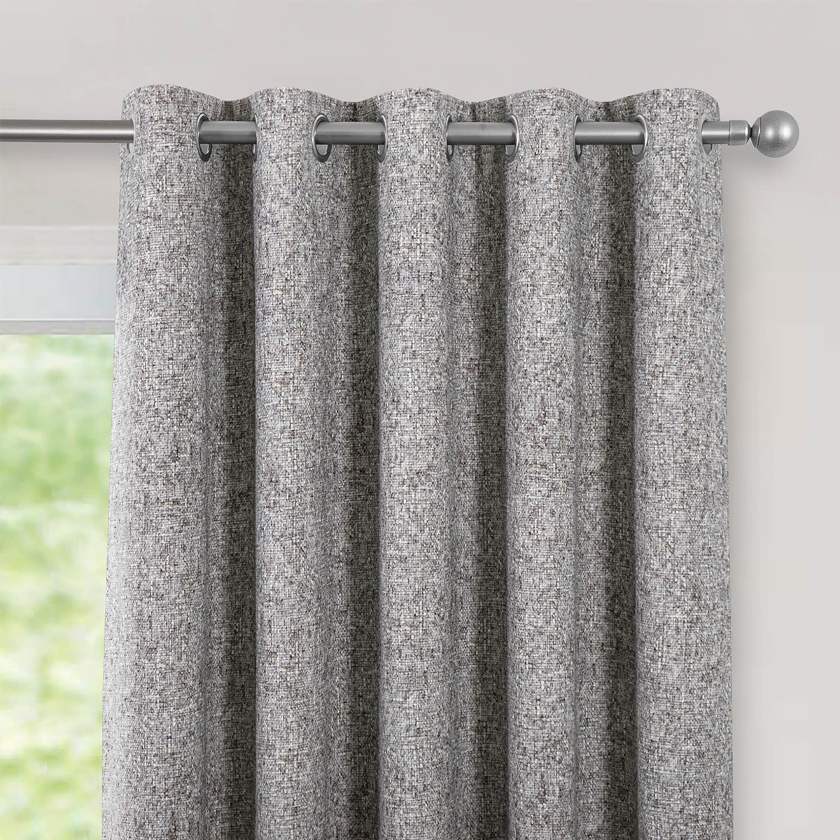 Linton Grey Blackout Ready Made Eyelet Curtain