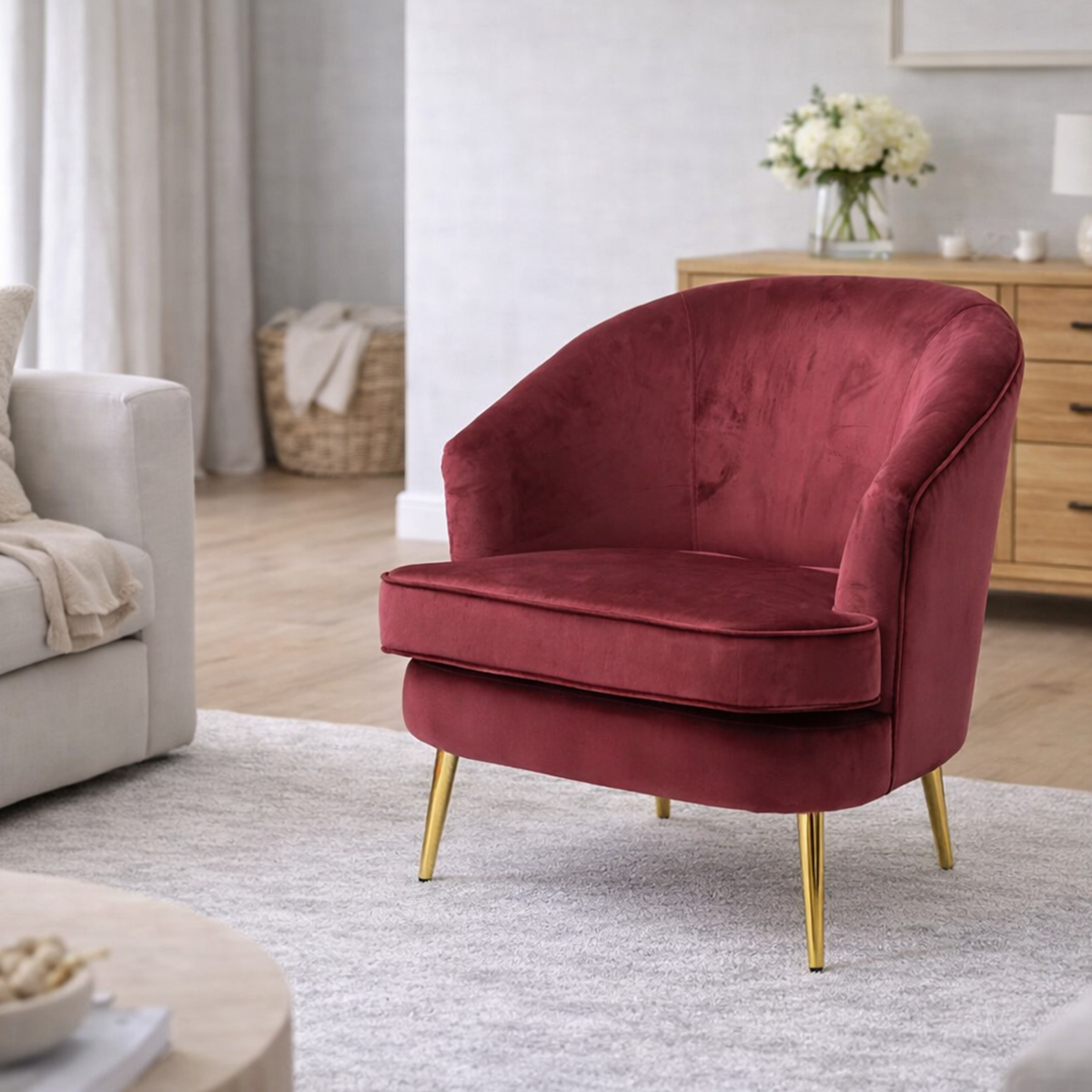 Loretta Wine Red Round Chair BULKY