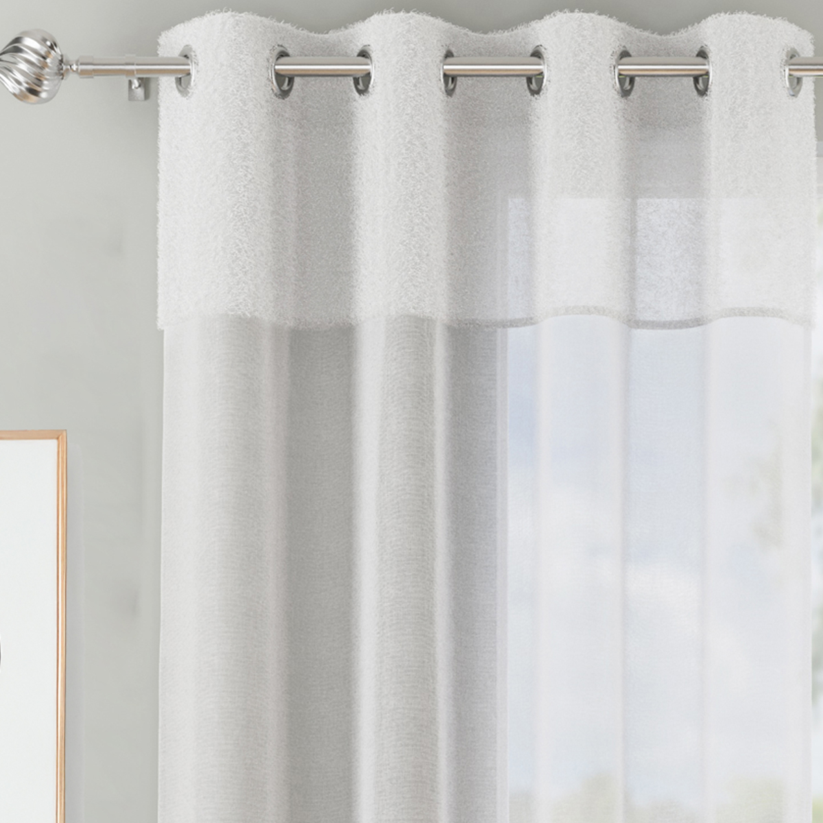 Madrid Eyelet White Voile Panel